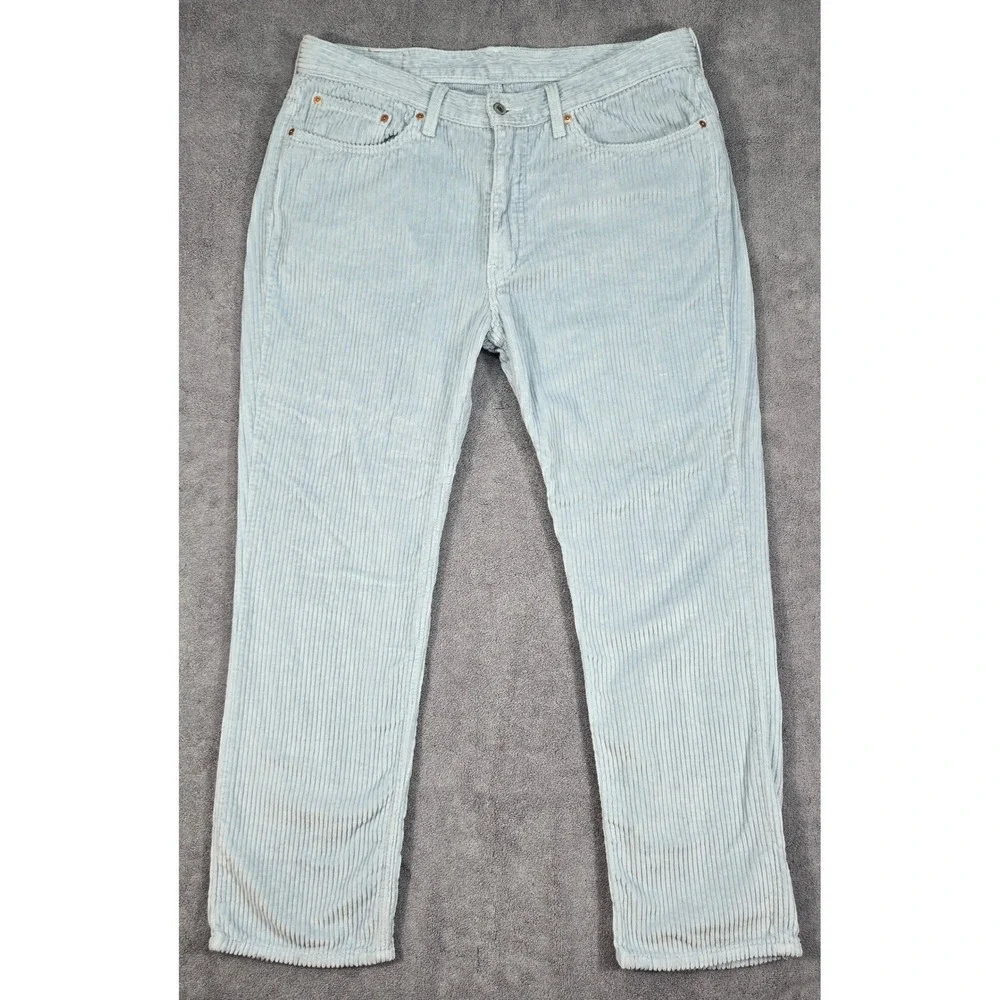 Levi's 514 Straight Fit Corduroy Pants‎ Mens 36x30 Blue Gray Light Wash Cords 36